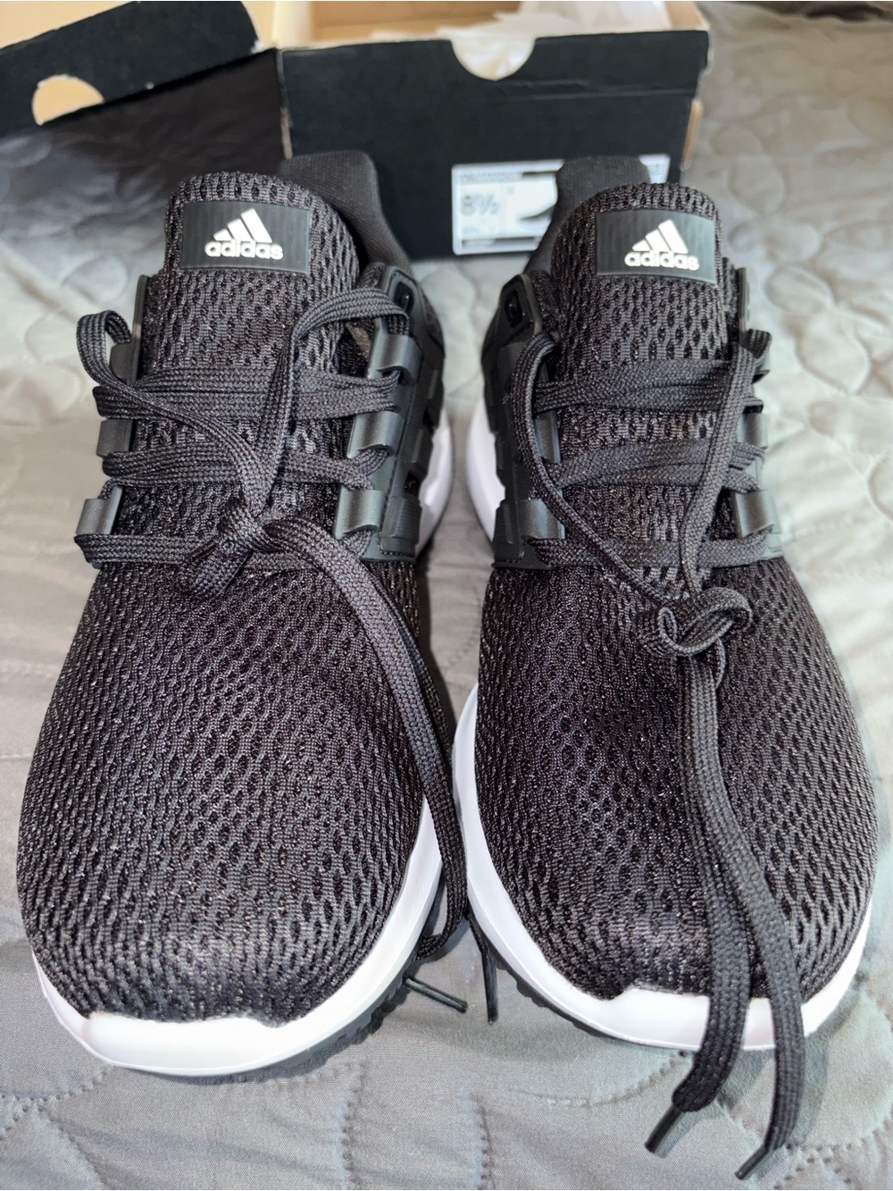 adidas Black Mesh Athletic Sneakers with White Soles